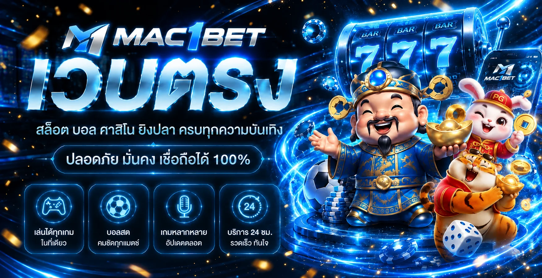 แบนเนอร์ภาพรวมเกมและบริการ MAC1BET